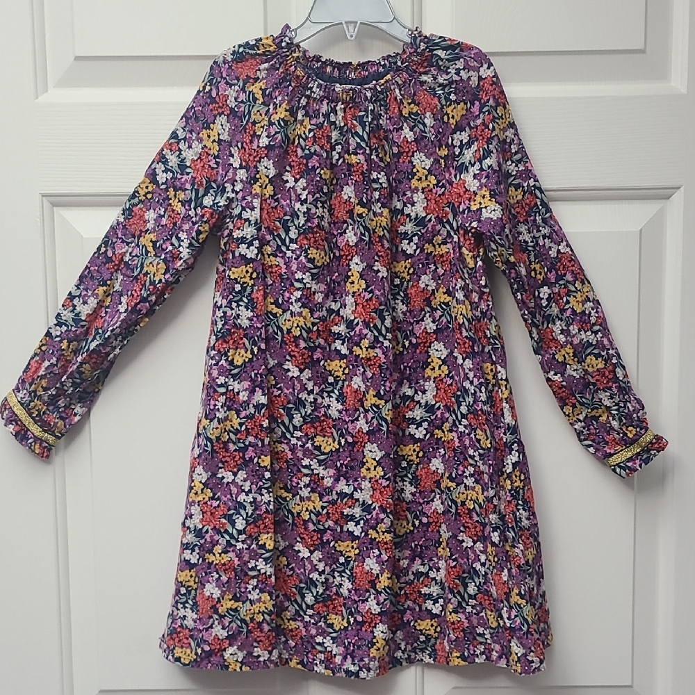 Mini Boden Purple Floral Long Sleeve Dress